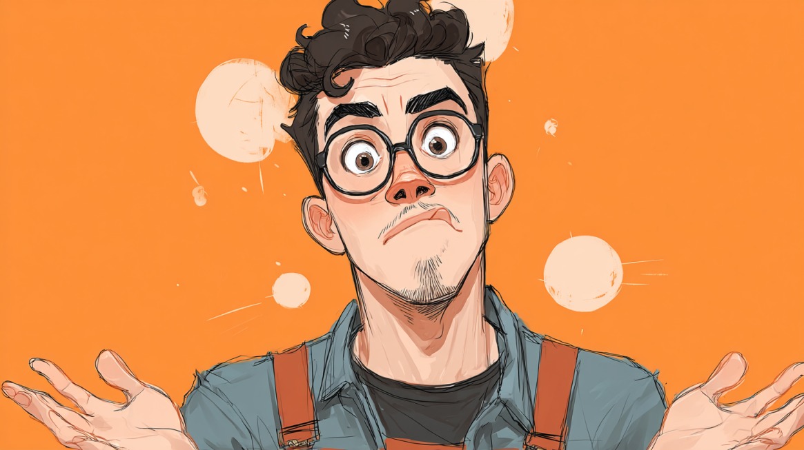 Cartoon character with glasses shrugging in confusion against an orange background, symbolizing questions or uncertainty about FERPA
