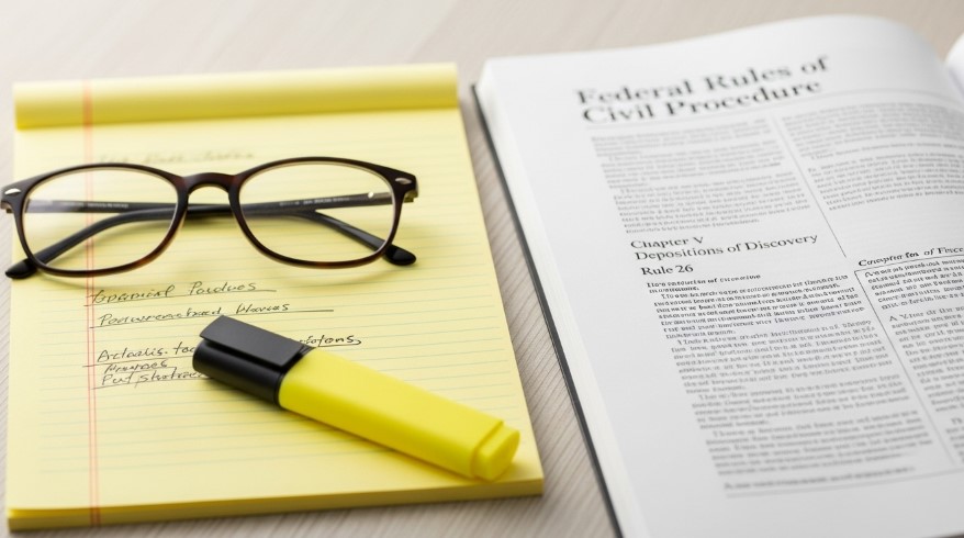 Federal civil procedure handbook cover featuring a gavel and legal text