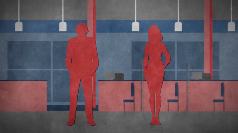 Silhouettes of a man and woman highlight workplace gender pay issues linked to the Paycheck Fairness Act