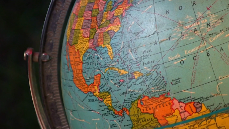 Close view of a world globe illustrating types of state recognition in international law